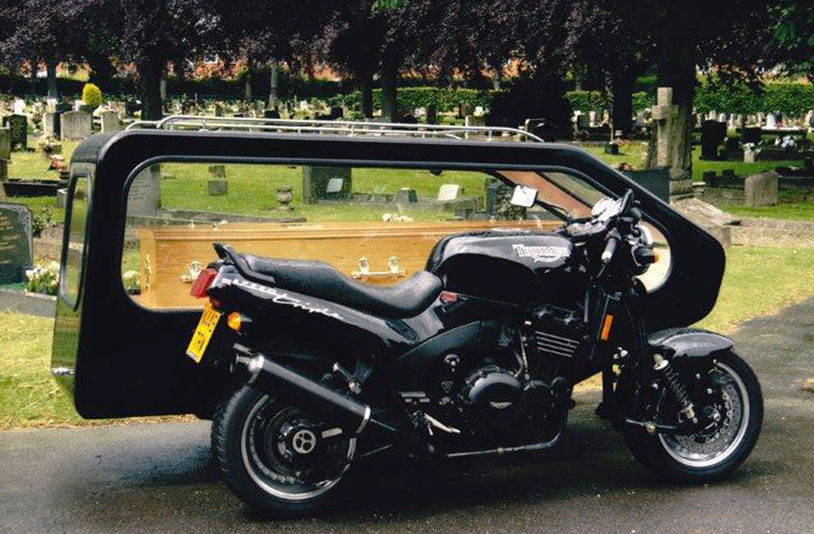 Motorbike funeral hearse
